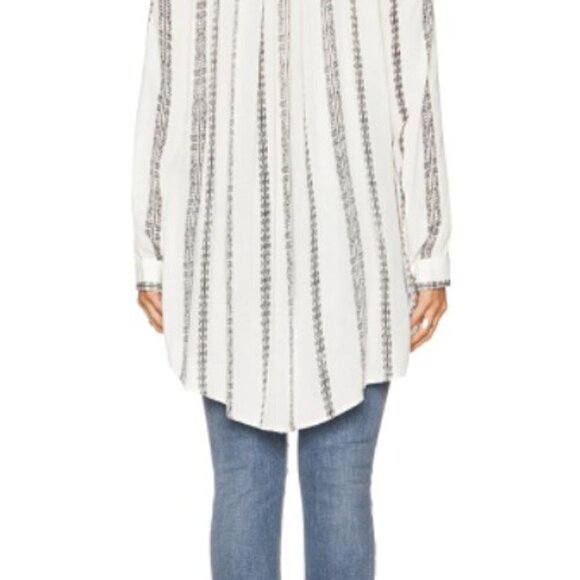 Free People Magic Pullover Button Down Collarless Flowy Blouse - Picture 8 of 9